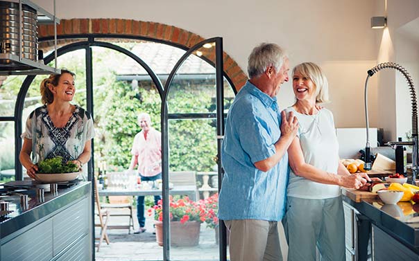 retired couple in vacation home